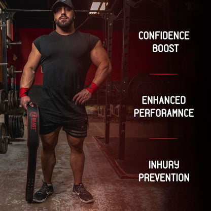 Weight Lifting Belt 4Inch Leather Belt with Free Wrap - Foam Padded Back Support Gym Belt for Bodybuilding Squat Deadlift Weight Belt, Weightlifting Belt Men Women