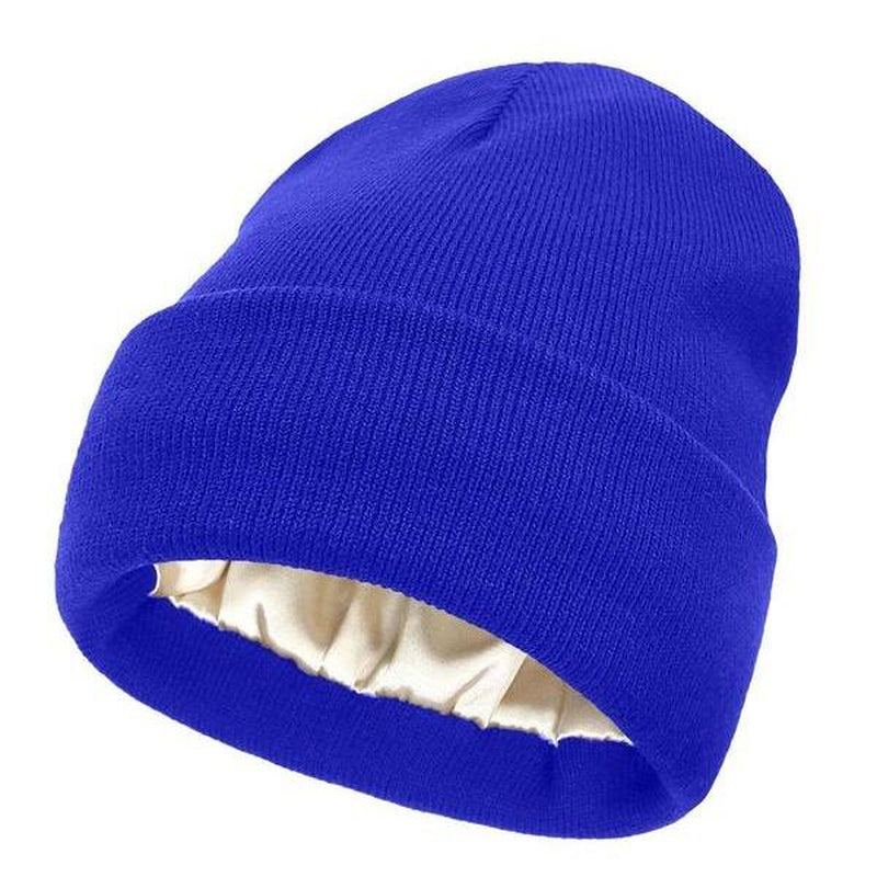 No Static-No Frizz-No Tangle Satin Lined Beanie,Winter Warm Silk Satin Lined Knit Hat,Anti-Static Satin Lined Caps Beanie Hat