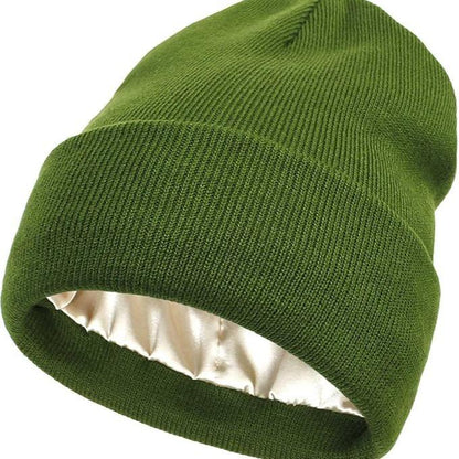 No Static-No Frizz-No Tangle Satin Lined Beanie,Winter Warm Silk Satin Lined Knit Hat,Anti-Static Satin Lined Caps Beanie Hat